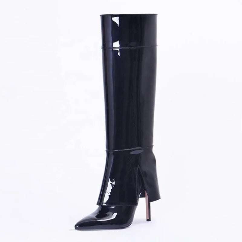 Double Dose Patent Heel Boots - Dupe Department