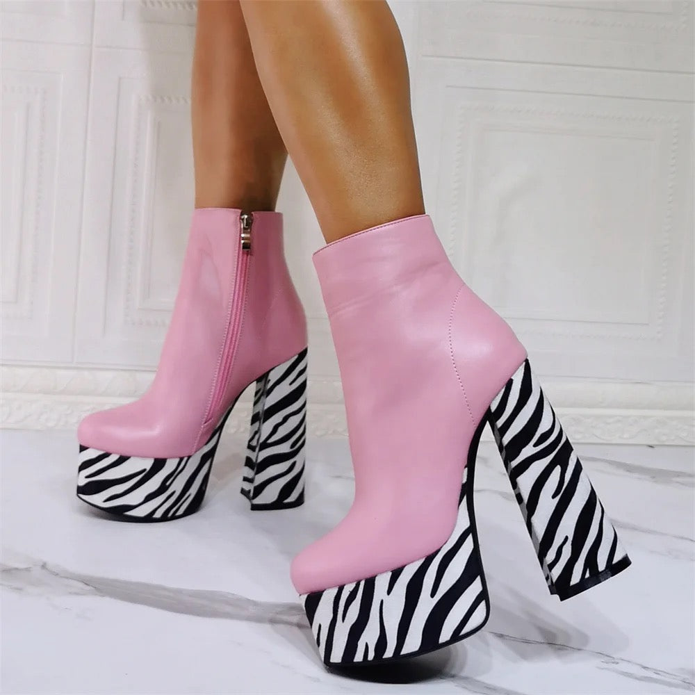 Zebra Bottom Platform Heels