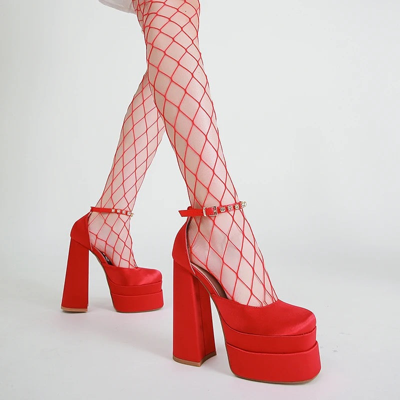 Chunky Suede Platform Heels