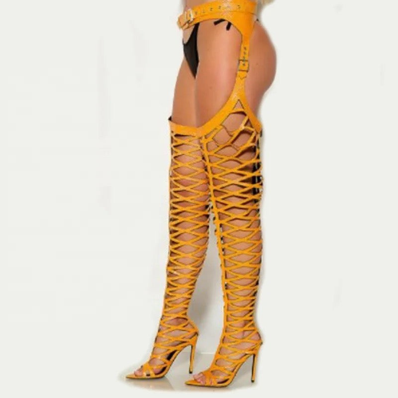 Hollow Out Pants Heels - Dupe Department