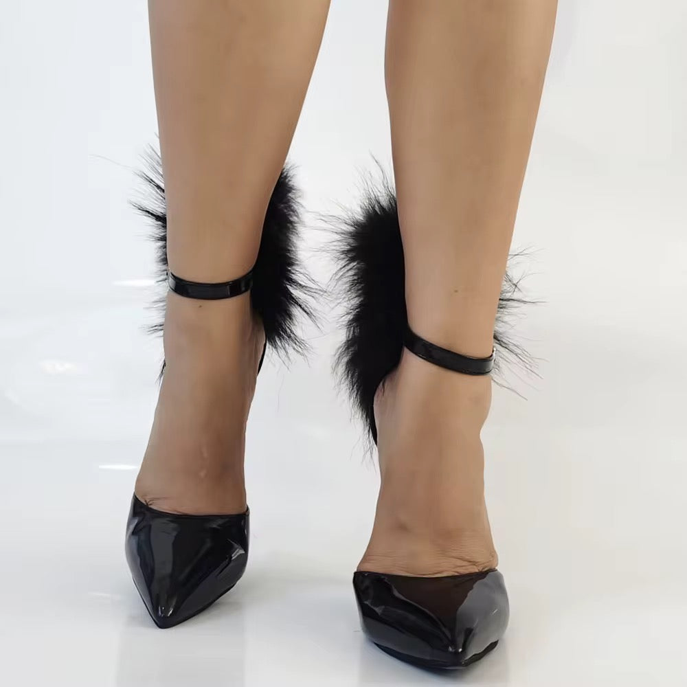 Obsidian Swan Feather Stiletto Heels