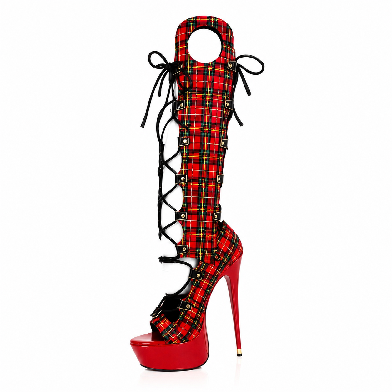 RESORT MUSE PLATFORM HEELS — RED LUXE