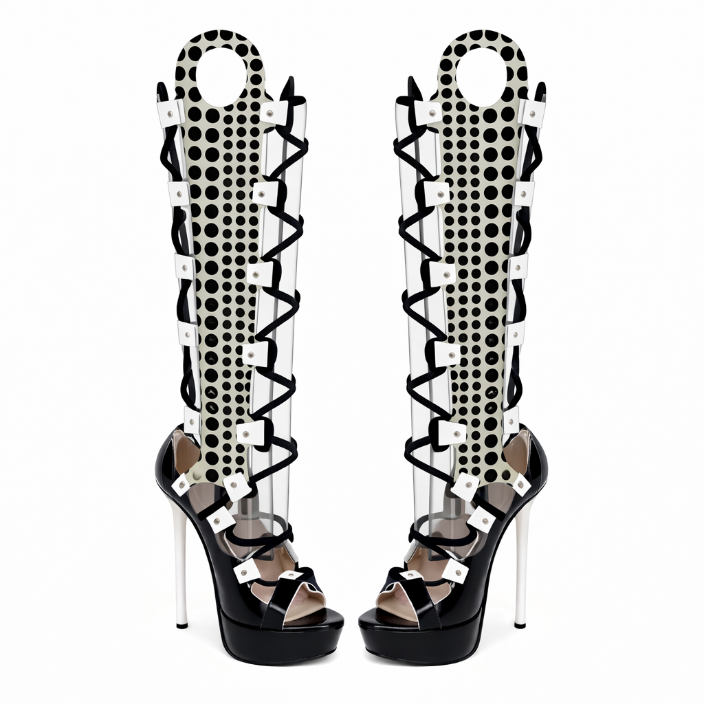Resort Muse Platform Heels – Ivory Dot Muse Boots