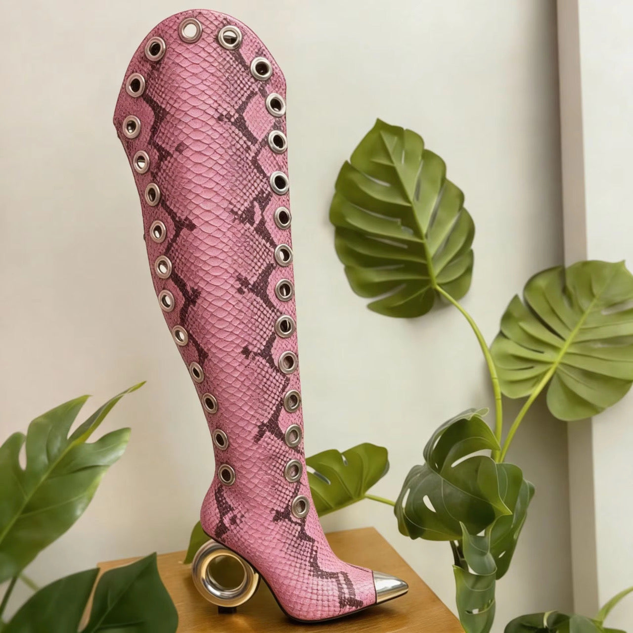 “Gilded Eye Couture” Thigh-High Boots