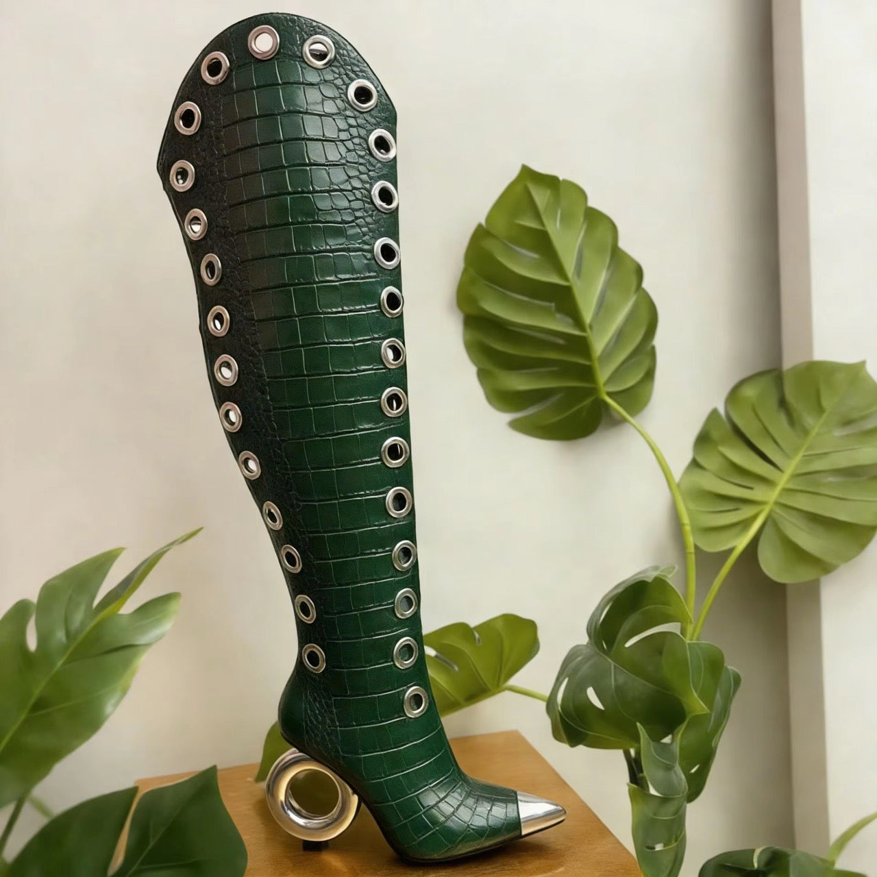 “Gilded Eye Couture” Thigh-High Boots