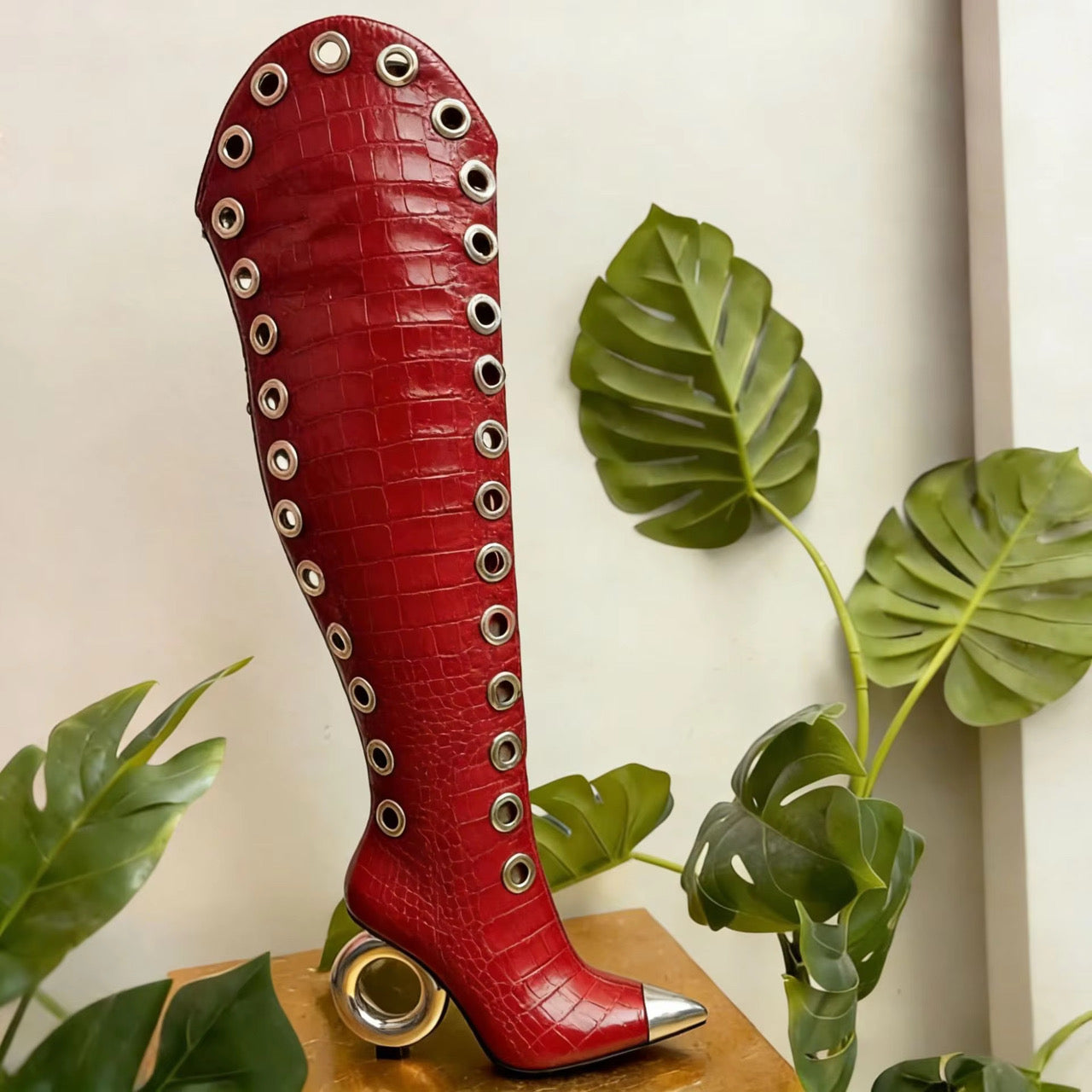 “Gilded Eye Couture” Thigh-High Boots