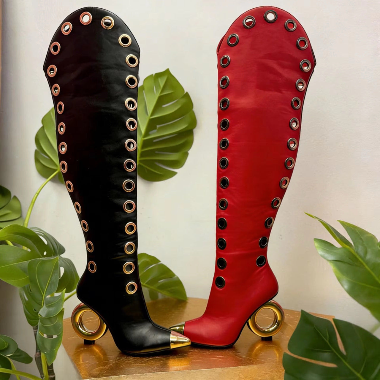 “Gilded Eye Couture” Thigh-High Boots