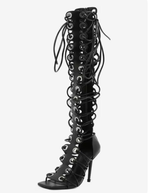 Lace-Up Gladiator Heel Boots