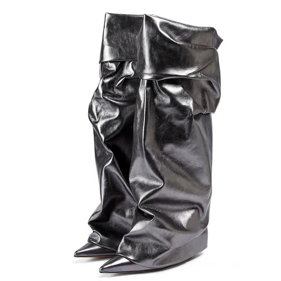Stiletto X Pleated Boots - Dupe Department 