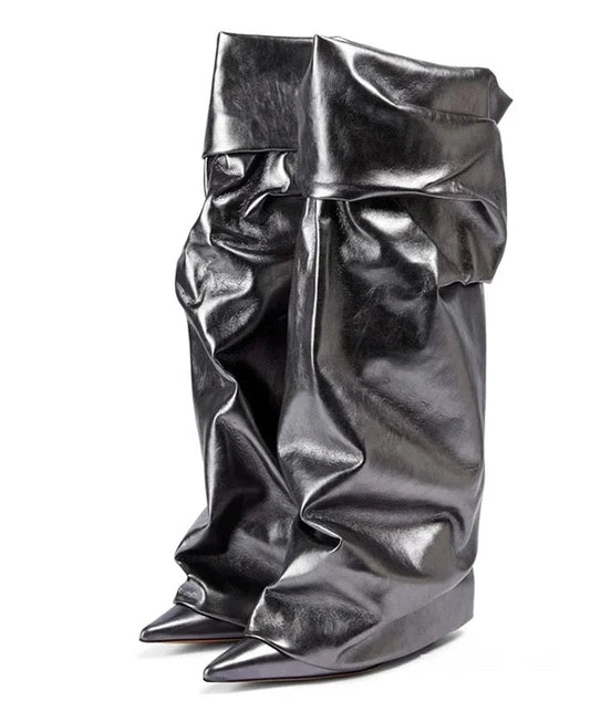 Stiletto X Pleated Boots - Dupe Department 