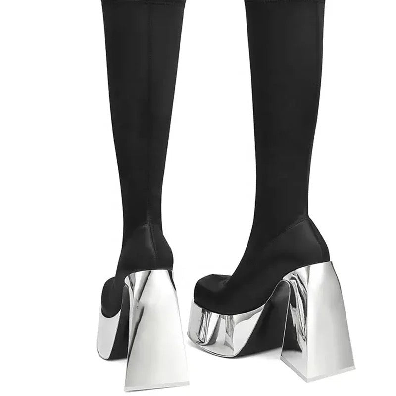 Chrome Bottom Heel Boots - Dupe Department 