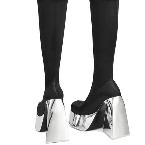 Chrome Bottom Heel Boots - Dupe Department 