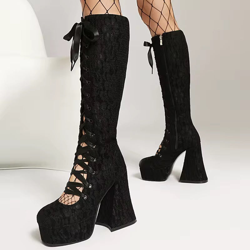 LACE TEMPTATION PLATFORM BOOTS