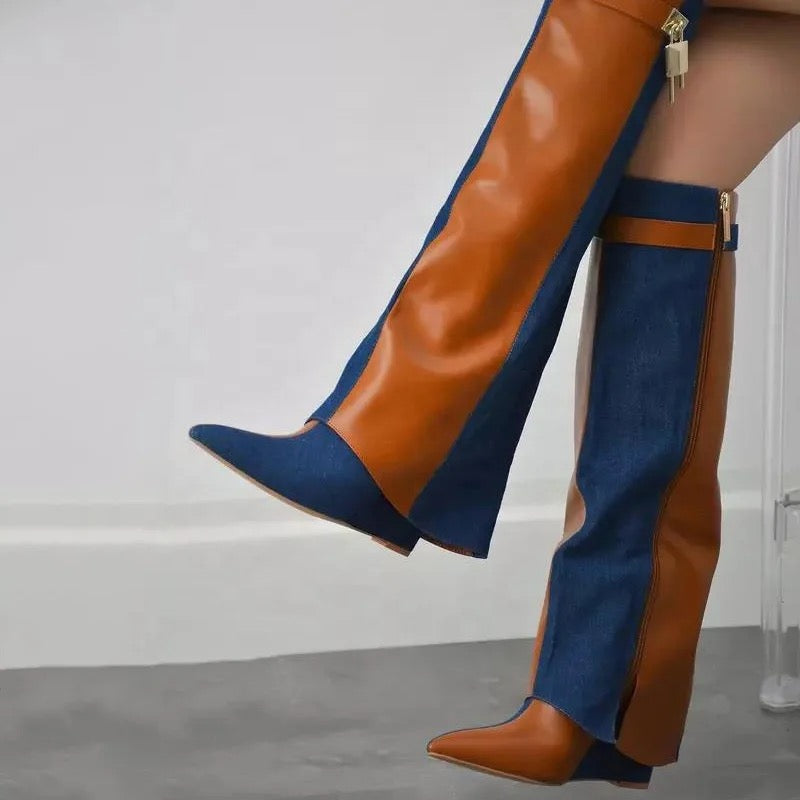 Venchi Patchwork Heel Boots - Dupe Department 