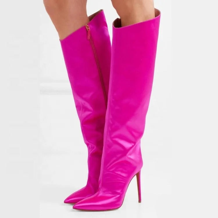 Satin Pump Heel Boots