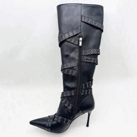 Buckle Down Heel Boots - Dupe Department 