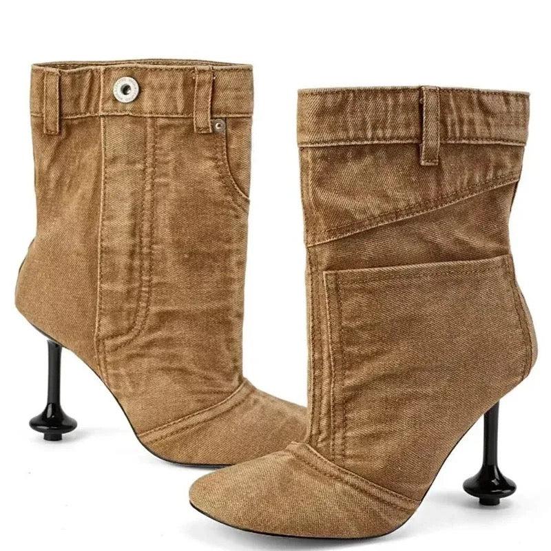 Denim Jean Ankle Heels