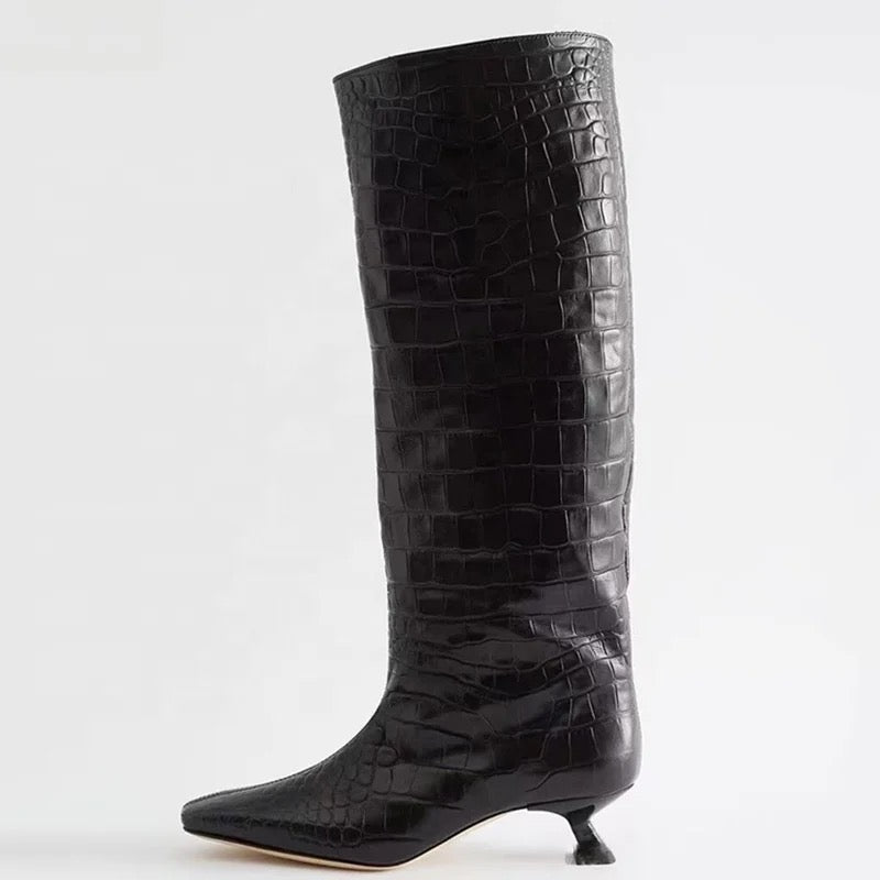 Animal Print Heel Boots - Dupe Department 