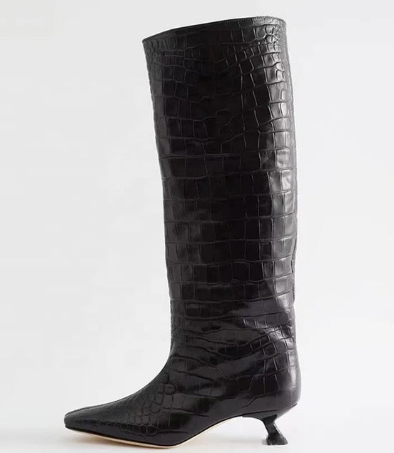 Animal Print Heel Boots - Dupe Department 