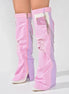 Denim Patchwork Heel Boots - Dupe Department 