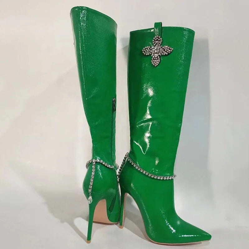 Metallic Bling Heel Boots - Dupe Department 