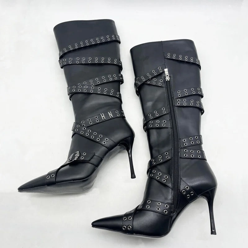 Buckle Down Heel Boots - Dupe Department 