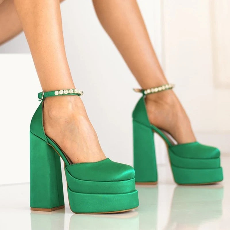 Chunky Suede Platform Heels