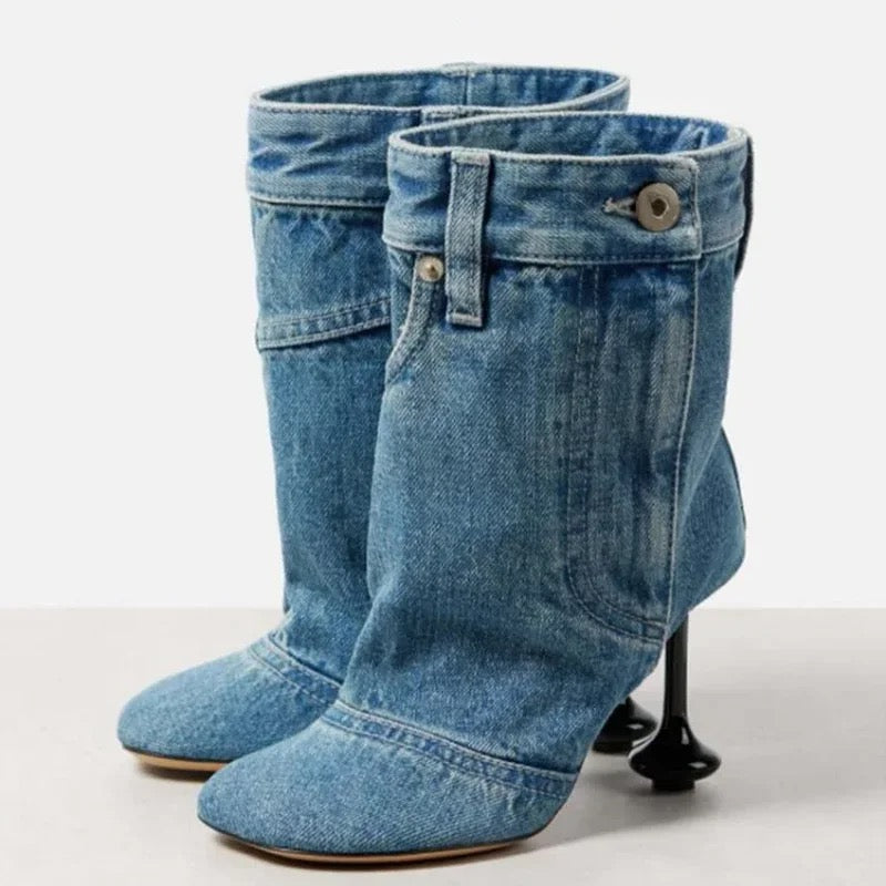 Denim Jean Ankle Heels