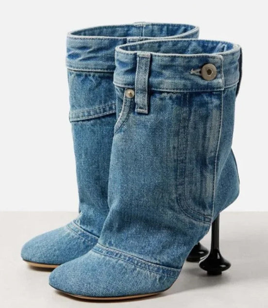 Denim Jean Ankle Heels