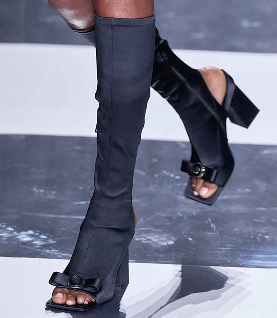 Bow Back Heel Boots - Dupe Department 