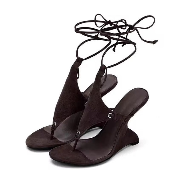 SIREN WRAP WEDGE SANDALS