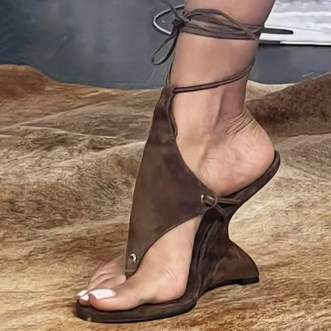SIREN WRAP WEDGE SANDALS