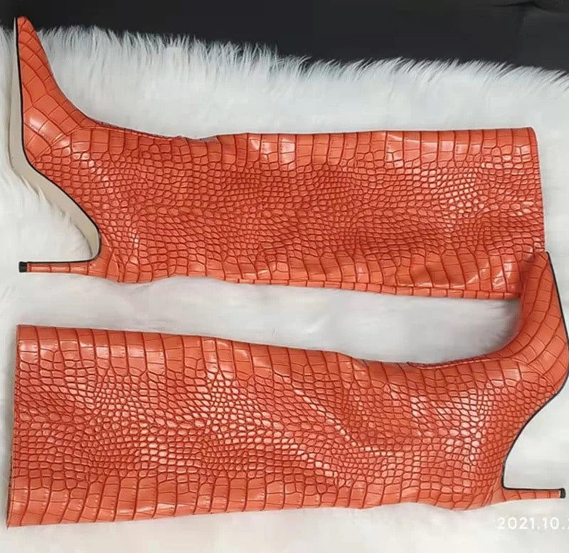 Fluorescent Animal Print Heel Boots - Dupe Department 