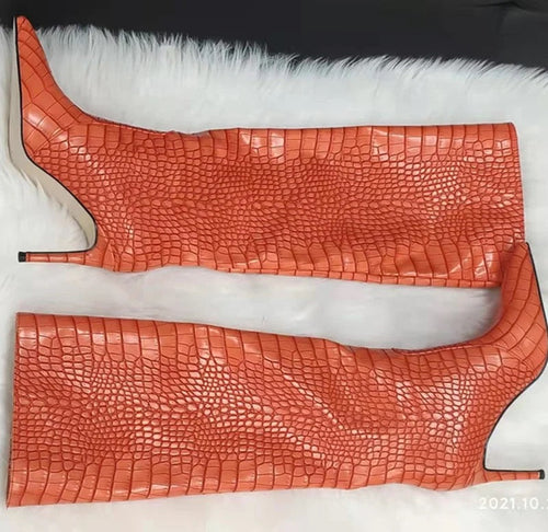 Fluorescent Animal Print Heel Boots - Dupe Department 