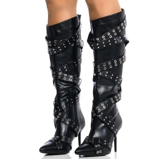 Buckle Down Heel Boots - Dupe Department 