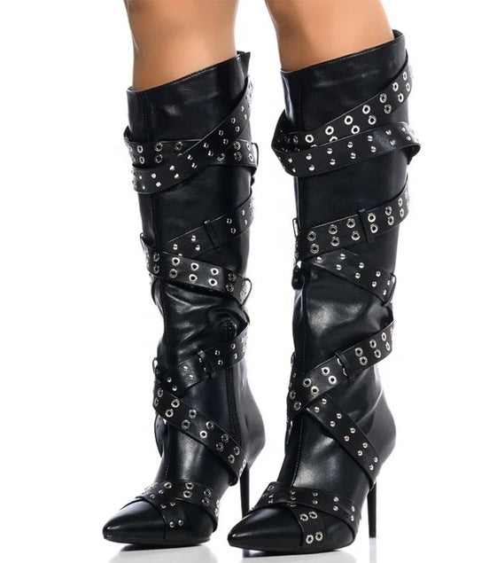 Buckle Down Heel Boots - Dupe Department 
