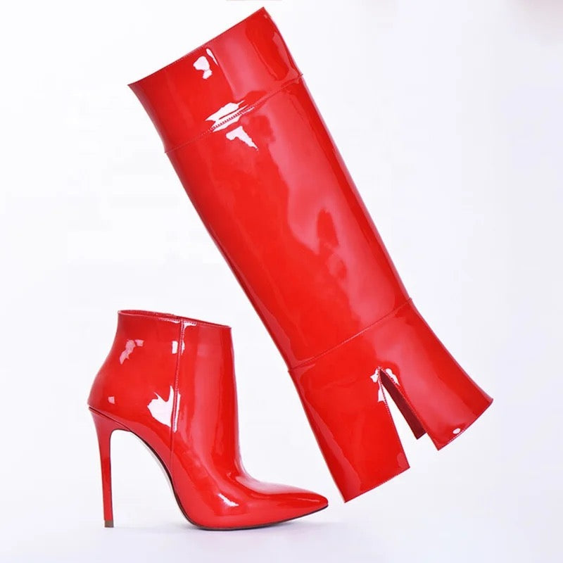 Double Dose Patent Heel Boots - Dupe Department 