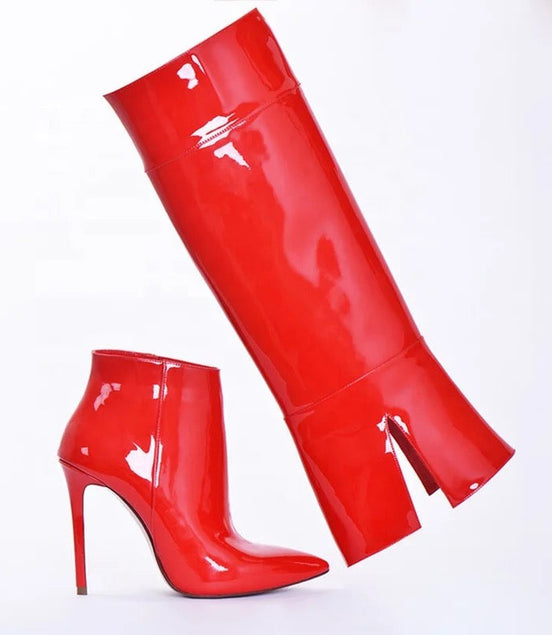 Double Dose Patent Heel Boots - Dupe Department 