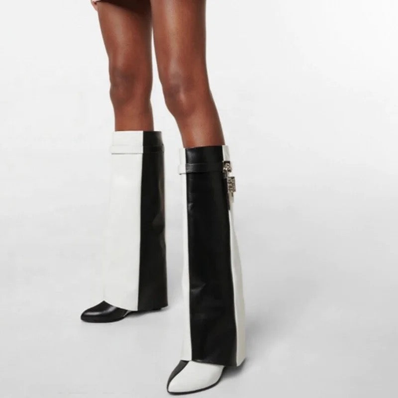 Venchi Patchwork Heel Boots - Dupe Department 