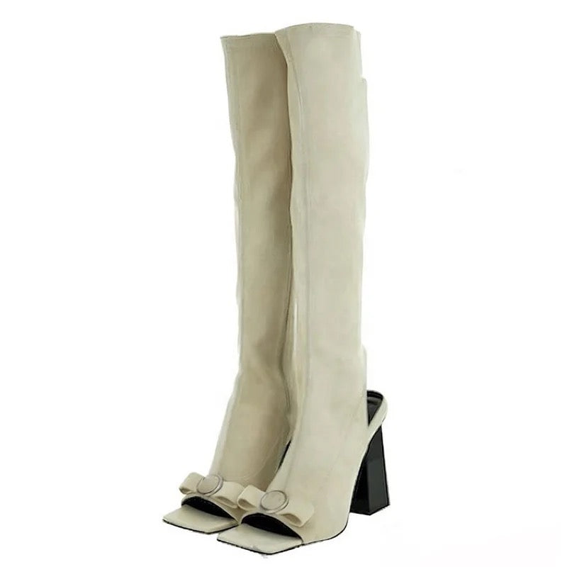Bow Back Heel Boots - Dupe Department 