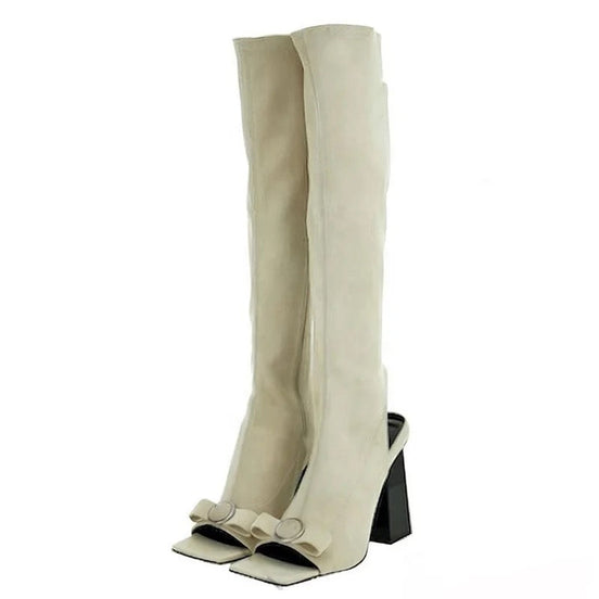Bow Back Heel Boots - Dupe Department 