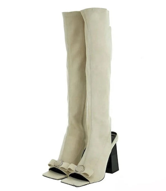 Bow Back Heel Boots - Dupe Department 
