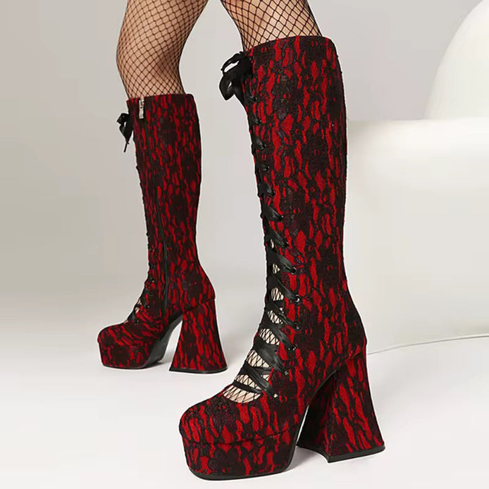 LACE TEMPTATION PLATFORM BOOTS