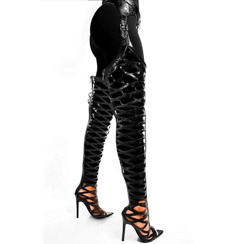 Hollow Out Pants Heels - Dupe Department 