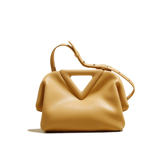 Triangle Cloud Leather Diagonal Handbag