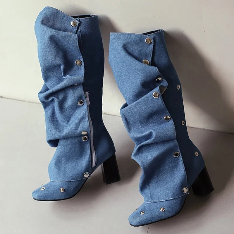 Jean Pleated Boots