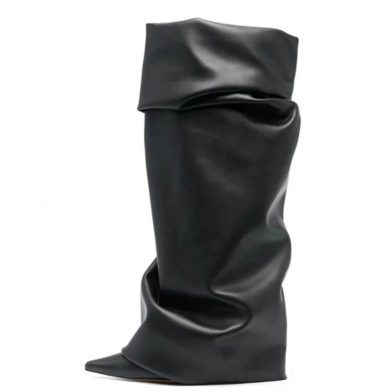 Stiletto X Pleated Boots - Dupe Department 