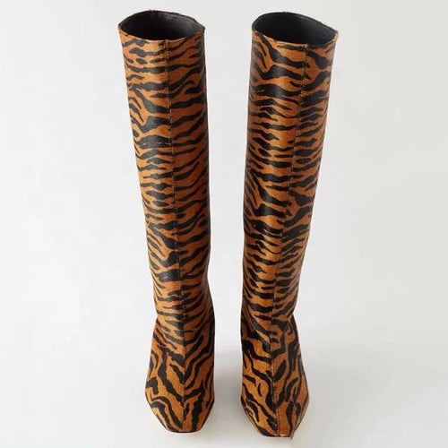 Animal Print Heel Boots - Dupe Department 