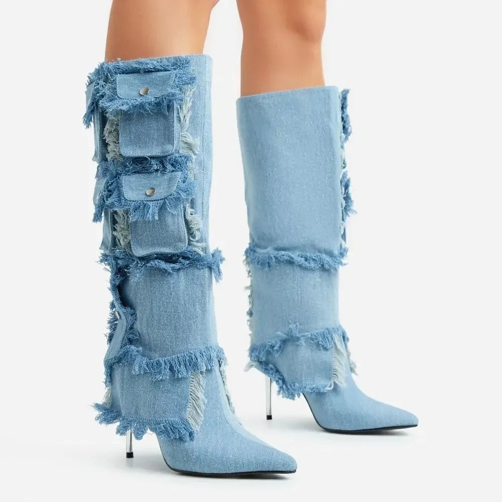 Tassel Pocket Heel Boots