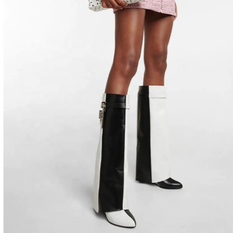 Venchi Patchwork Heel Boots - Dupe Department 